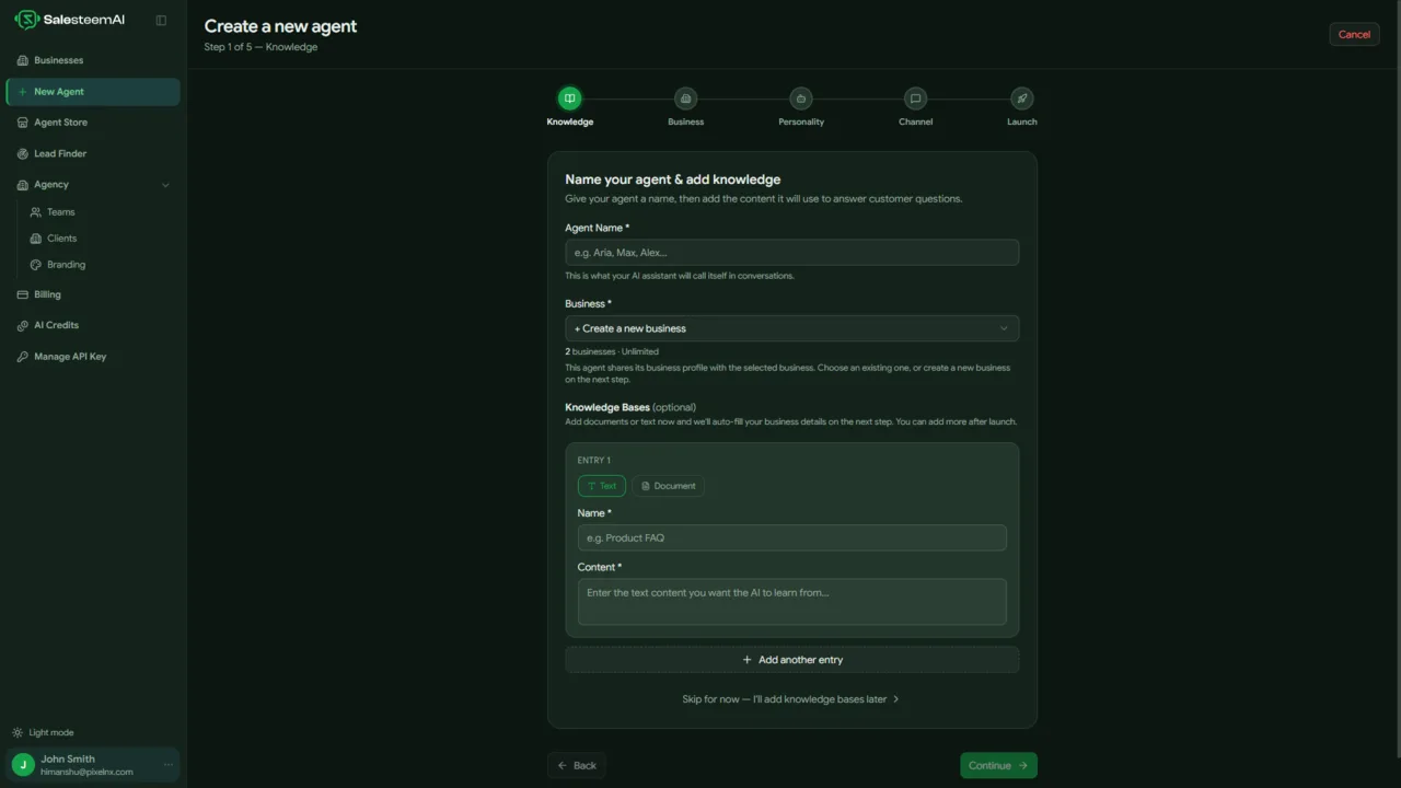 SalesTeem AI Step 1